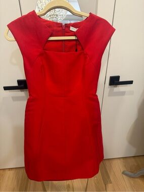 NWT Halston Heritage Red Silk Blend Cocktail Dress Size 0